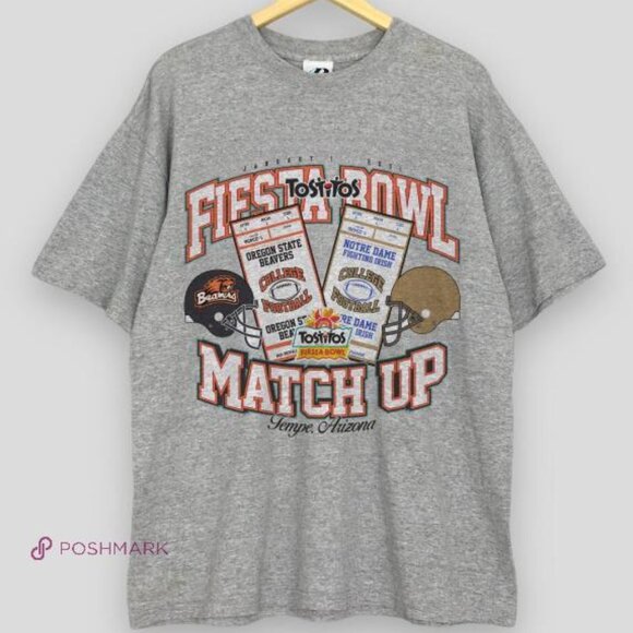 Oregon State Beavers vs Notre Dame match up Vintage Graphic vtg T Shirt tee - Picture 1 of 2